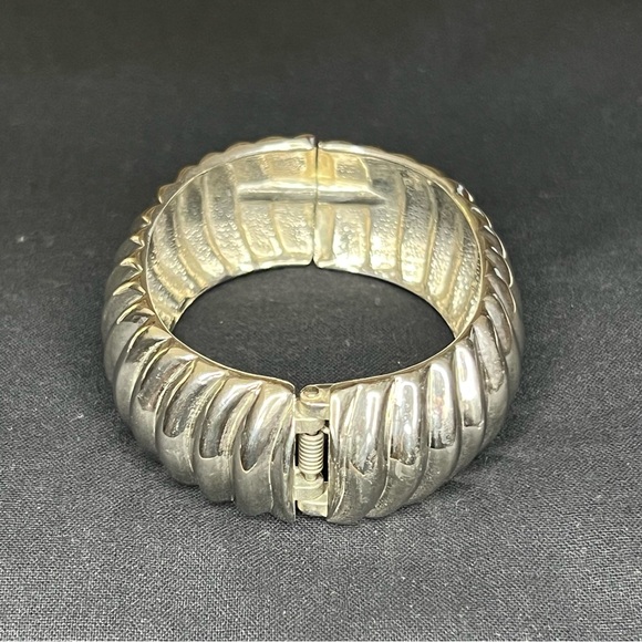 Chunky Silver Tone Clamper Bracelet - Picture 6 of 10